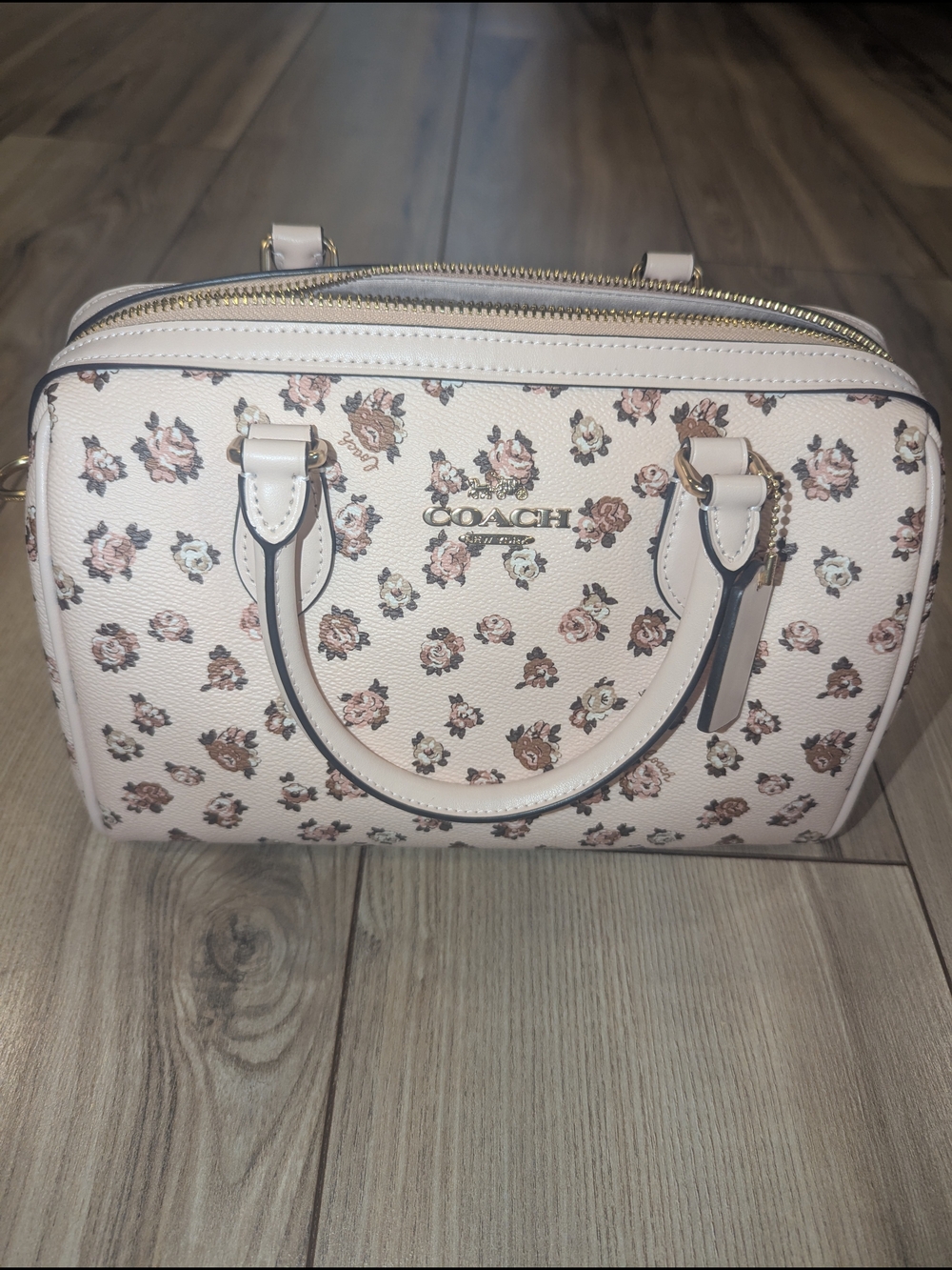 Coach Blush Pink Floral Mini Satchel with Gold Hardware - Picture 8 of 9